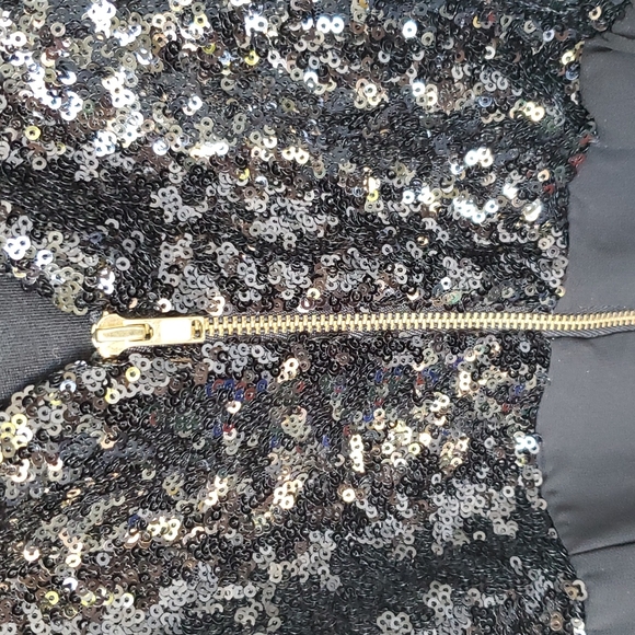 Short Sequined Dress with Lined Chiffon Skirt - Picture 4 of 5